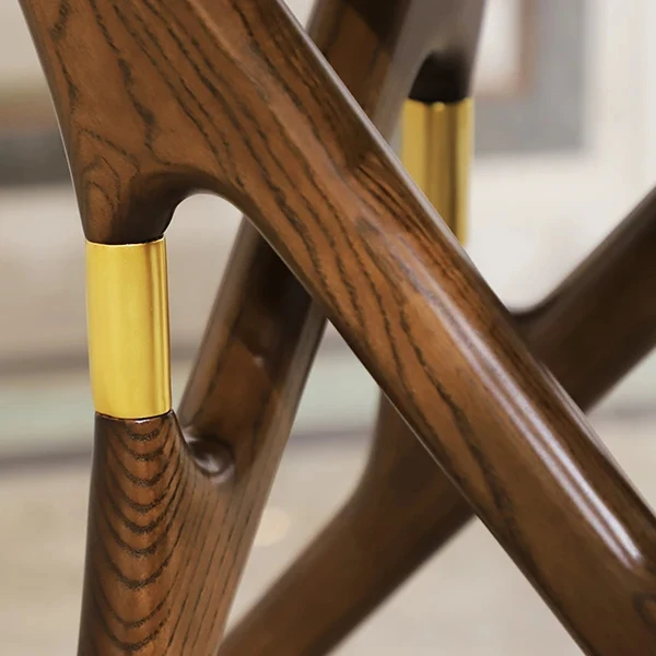 Minimalist Design 0ak Circle Table 4 6 Seater Round Shape Marble Top With Wooden Legs Dining Table Set