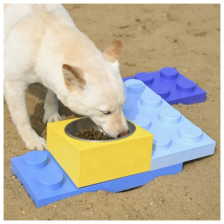 Заводская поставка, регулируемые миски для собак из нержавеющей стали, строительные блоки, Бесплатная комбинация, миски для кормления домашних животных для кошек и собак