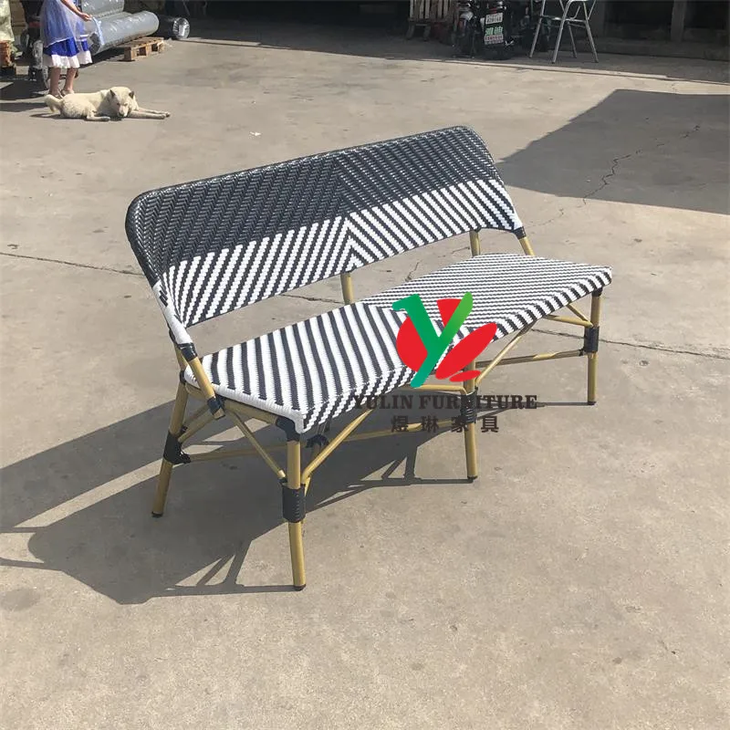French style restaurant cafe canteen dining patio wicker bench