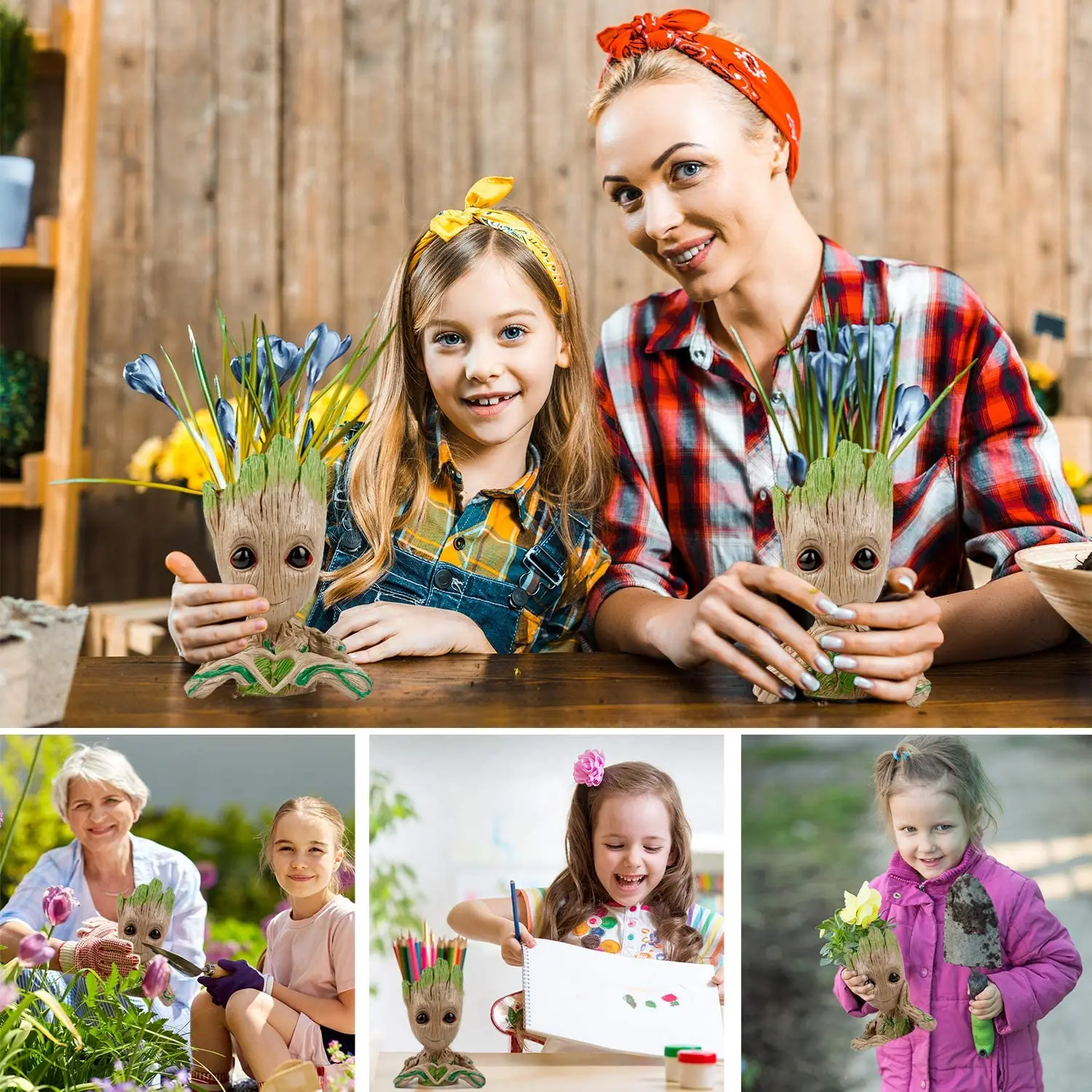 Drop shipping  Baby Groot Pen Flower Pot The Galaxy Flowerpot Tree Man