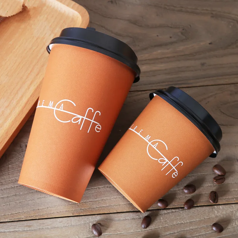 High Quality 8oz 12oz 16oz Custom Logo Disposable Single Double Wall Paper Coffee Cups with Lids