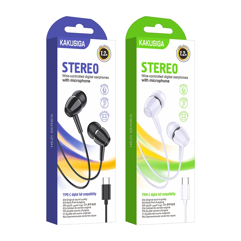 KAKUSIGA Fast and Stable Type-C wire-controlled digital in-ear with mic Original sound Fully compatible