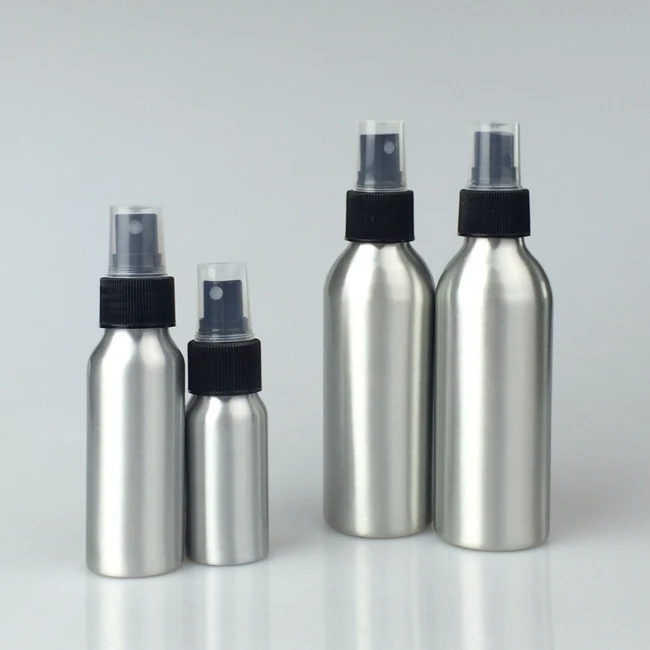 Aluminum Bottles 30 Ml 50ml 100 Ml 150 4oz 200ml 250 Ml 5 Oz Empty Matte Black White Metal Bottle Sprayer Pump With Screw Top