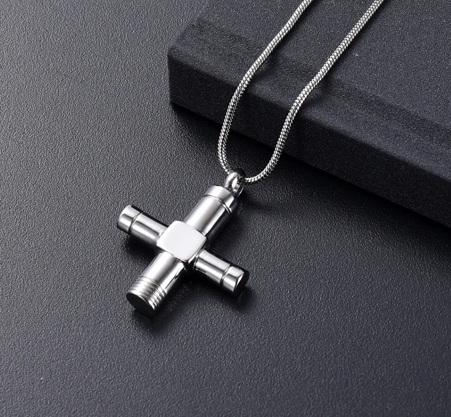 Cross Cremation Jewelry For Ashes Pendant Stainless Steel Urn Pendant Necklace For Women Keepsake Funeral Jewellery Ashes Locket