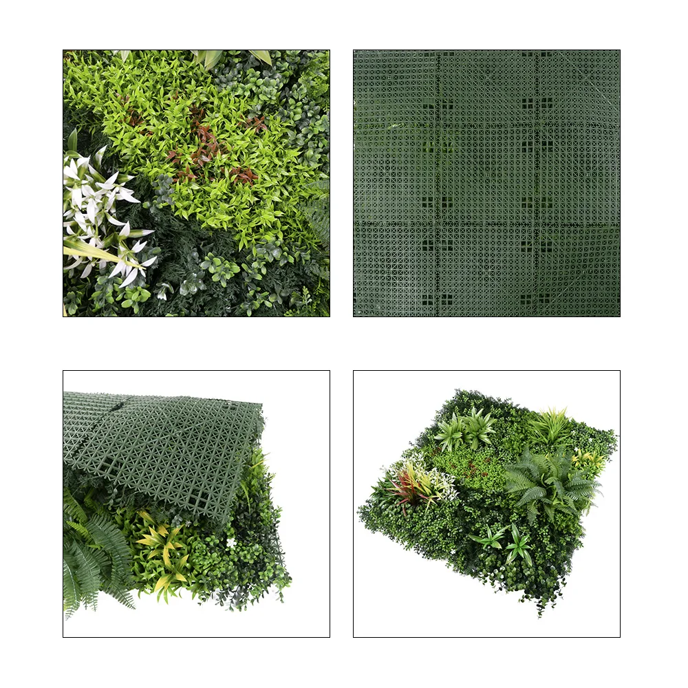 Vertical garden decoration artificial grass wall decor plastic foliage artificial green plant panel