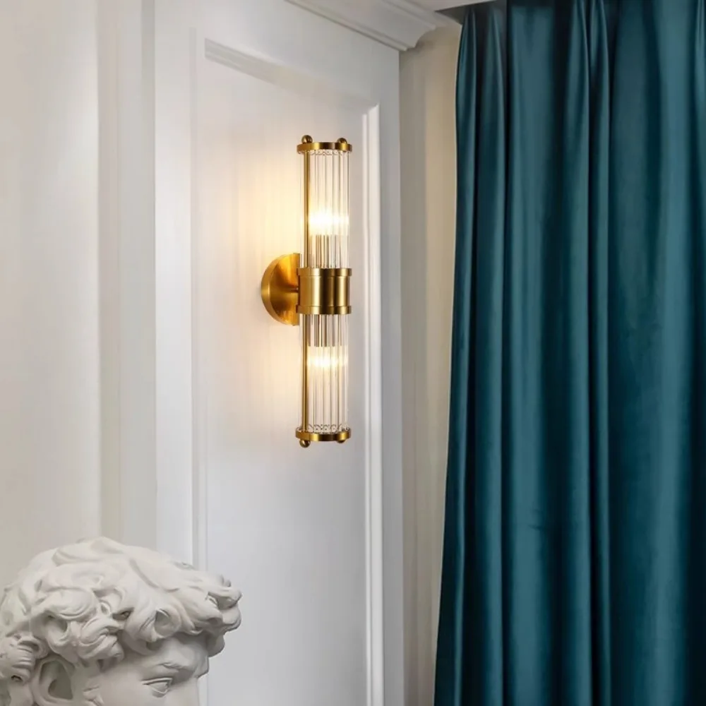 Wall Sconces, Modern Crystal Wall Sconces Lighting Gold Indoor Crystal Vanity Lights Fixtures Elegant Glass Rod Wall Mount Lamp