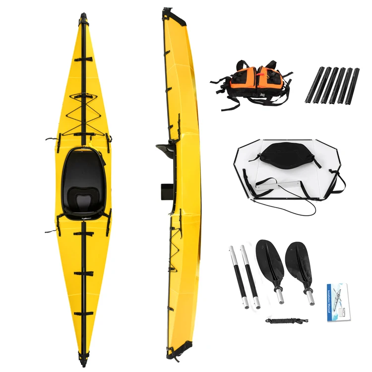2021 Factory wholesale Terravent Foldable kayak 13ft single seat disassembled Origami Fold Folding Fishing Canoe Kayak For Sale