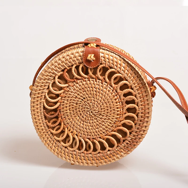 Wholesale women box shoulder handmade ladies woven tote straw clutch handbags rattan bags summer bag beach with leather handle