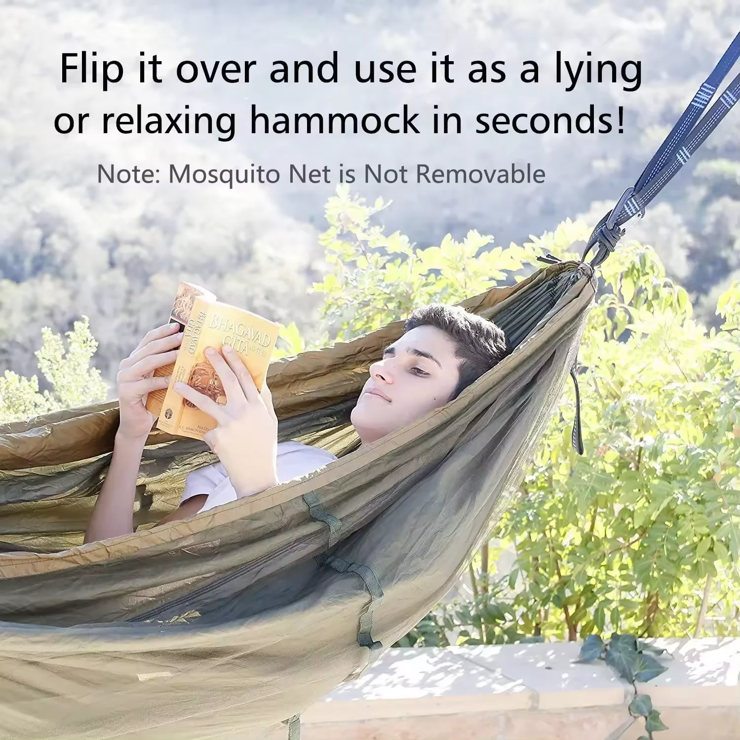 Outdoor Travel 1-2 Person  210T Nylon Camping  Hammock with Mosquito Net