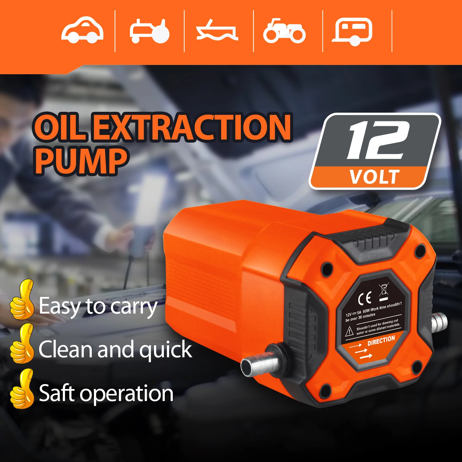 oil suction pump dc 12v 60w fluid extractor motor oil diesel transfer pump for car