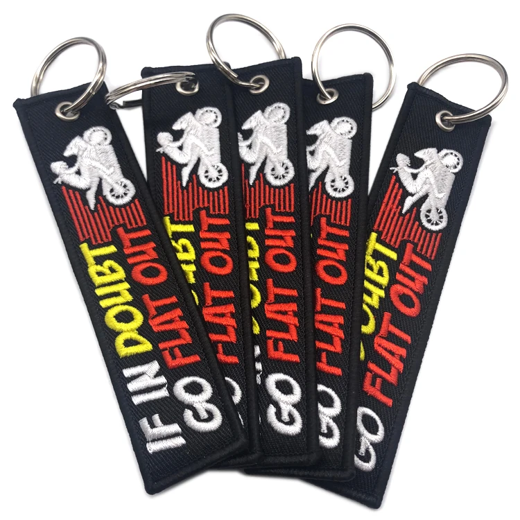 Custom Logo Fabric Embroidery Keychain Motorcycle Embroidery Keychain
