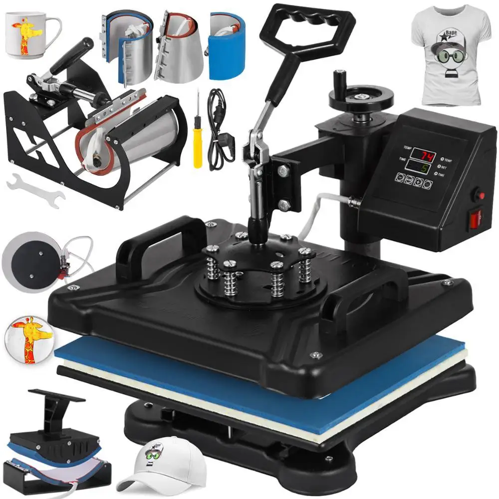8 In 1 Combo Heat Press Machine Cup Magic Mug T-Shirt Printing Machine 8 1 Sublimation Machine Price