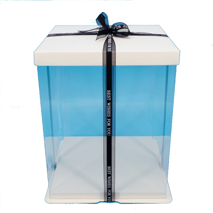 Wholesale Custom Logo European Wedding Popular Transparent Plastic Box for Flower Cake Gift Presentlada