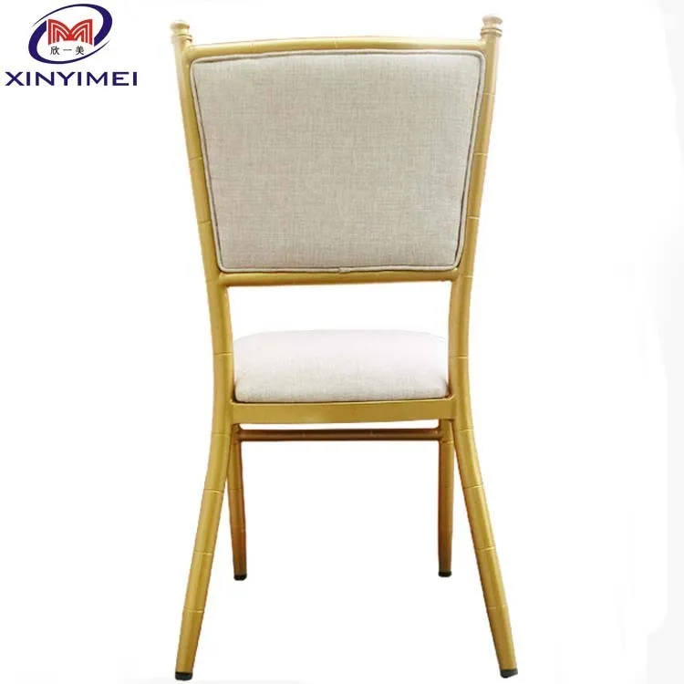 Factory custom embossed indentation bamboo chair aluminium alloy banquet hotel dining chair upholstered Metal chiavari chair
