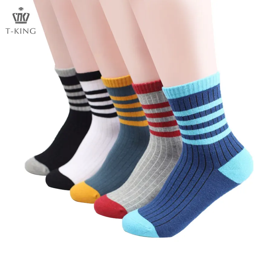 TKing/экологичные вязаные хлопковые полосатые носки для мальчиков с логотипом, детские носки без пятки