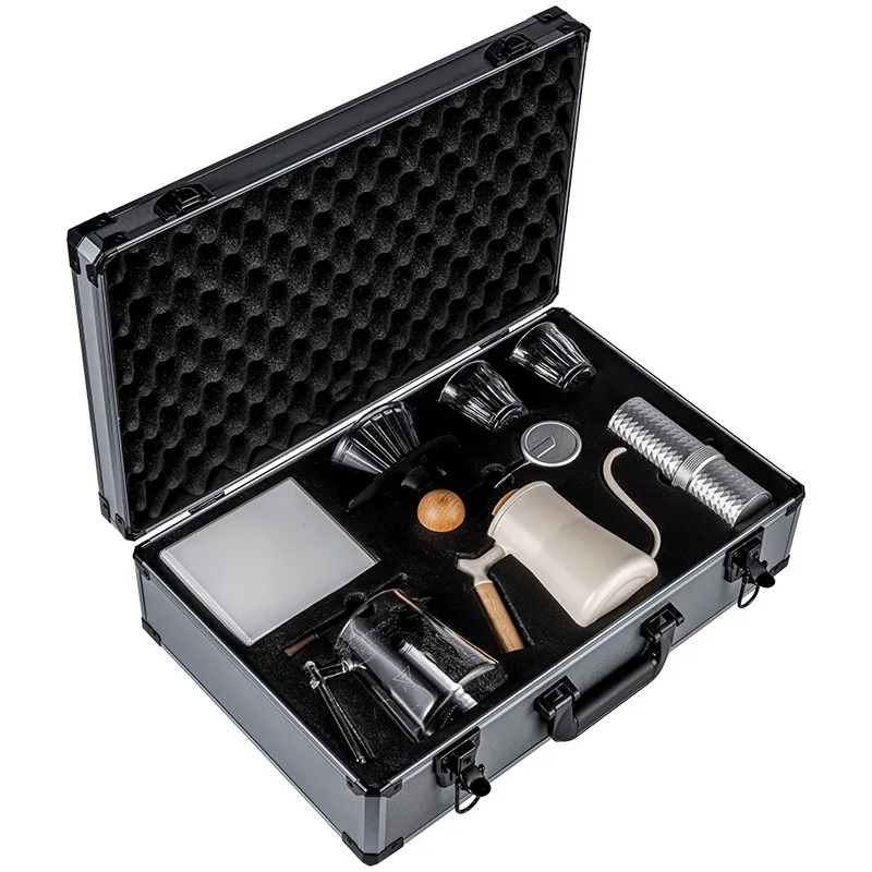 Custom Outdoor 9 Pieces Premium Travel Case Arabic v 60 Set Coffee Travel Set with Hand Drip Coffee Set