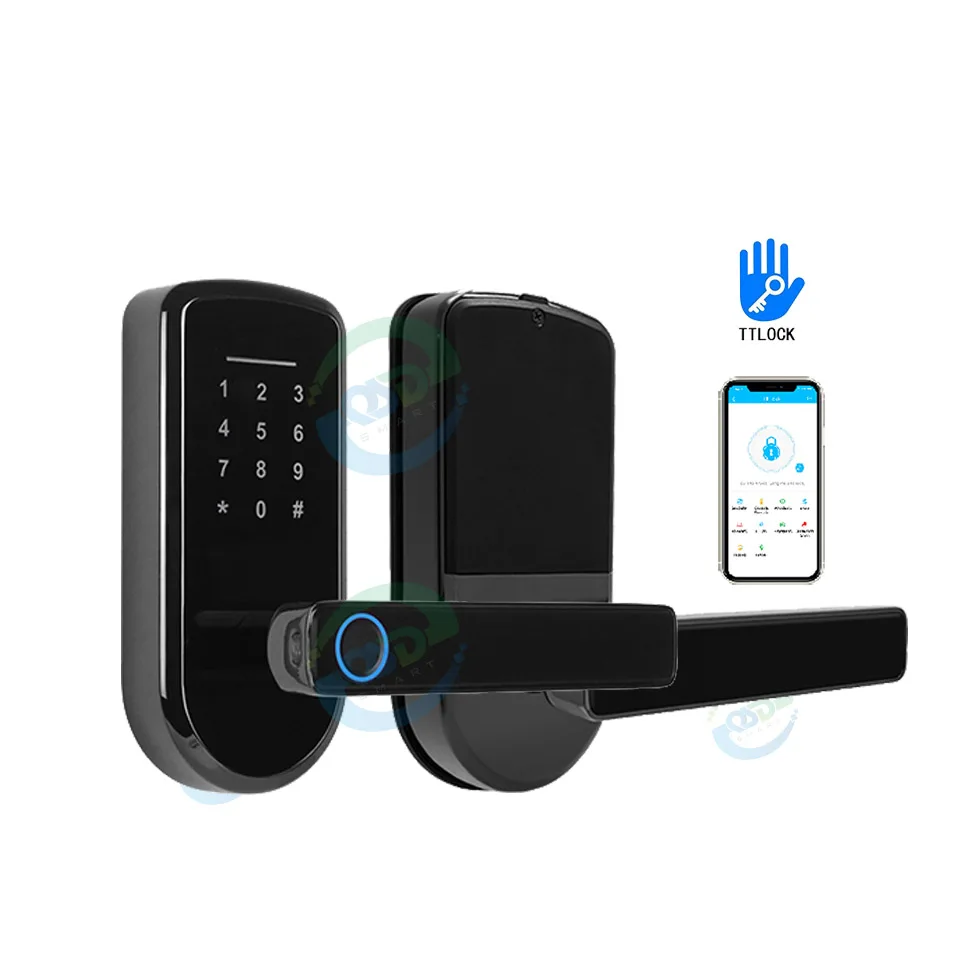 Fingerprint Recognition Handle TTlock App Control Smart Lock Home Hotel Voice Control Password Door Lock