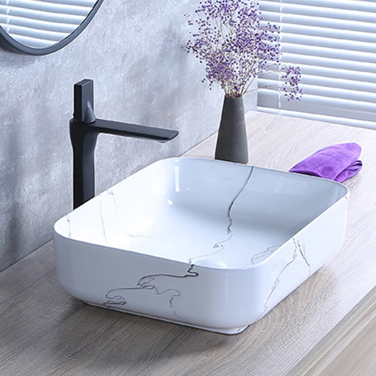 high quality countertop mounted lavabo bathroom wash hand basin modern marble ceramic sink