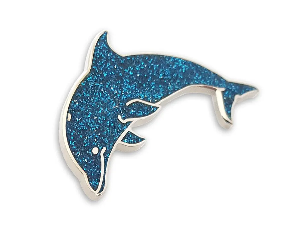 Hot-selling glitter animal shape design enamel lapel pins accessories 1.5 inches Cute Dolphin Glitter Custom Enamel Lapel Pin