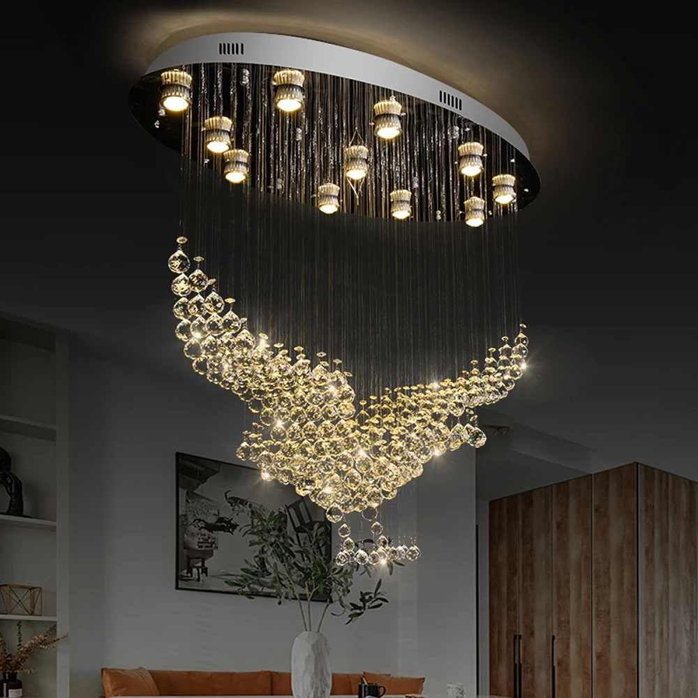 Eagle Shape Led Modern Crystal Chandeliers Adjustable Stainless Steel Pendant Light