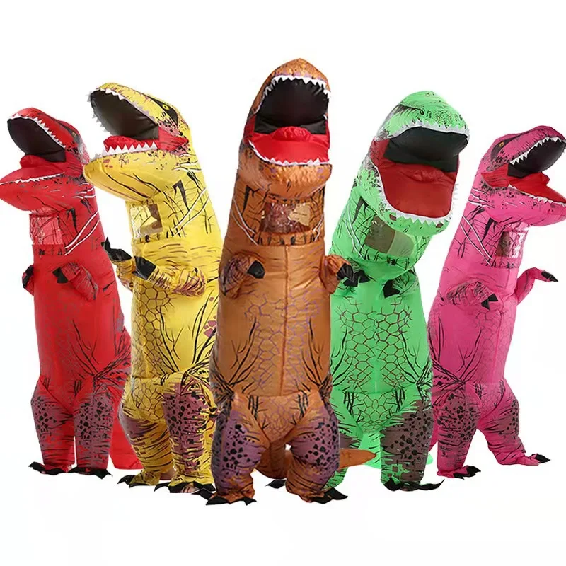 Unisex Inflatable Dinosaur Costume 10 Color Walking Giant Animal Mascot Funny Halloween Show Props for Kids and Adults