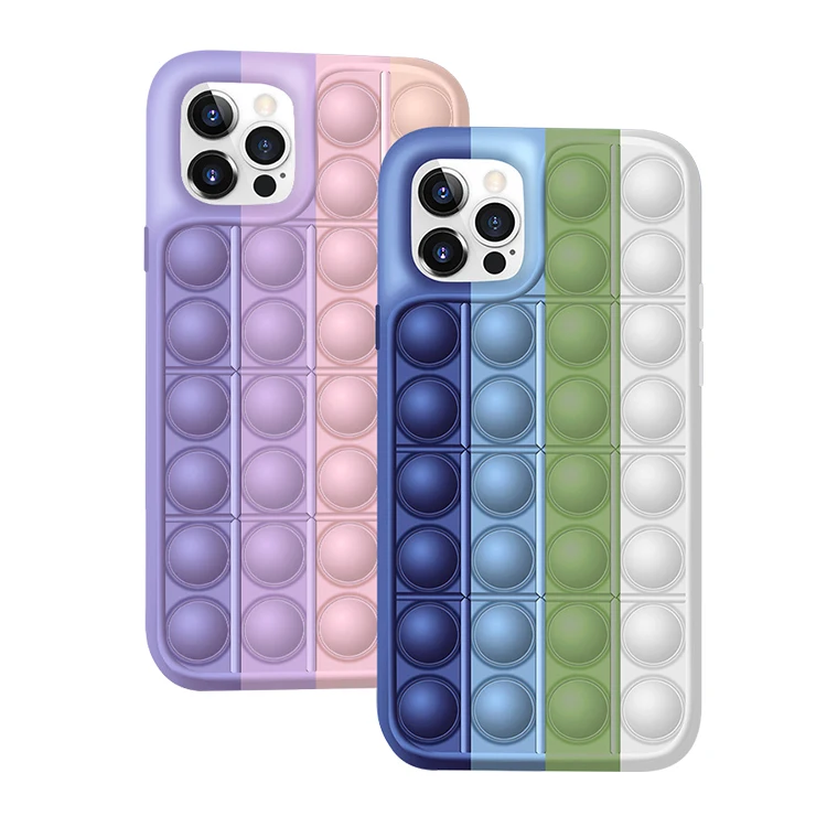 Slimoro Soft Silicone Waterproof Poping Cell Phone Case Push It Relieve Stress Toy Pops Phone Case For iPhone 13 Silicone Case