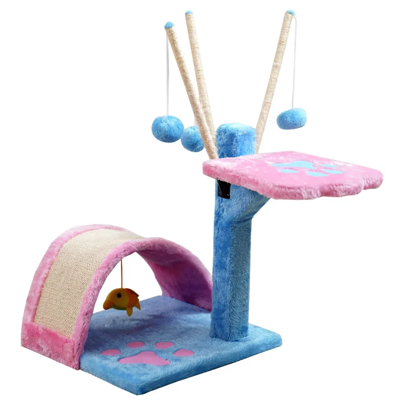 China factory sustainable inventory wholesale multi-level cat toys wooden cat treehouse