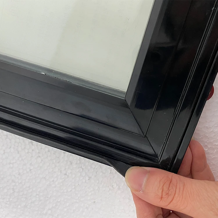 Top quality black frame glass door transparent curved glass door ice cream freezer sliding door