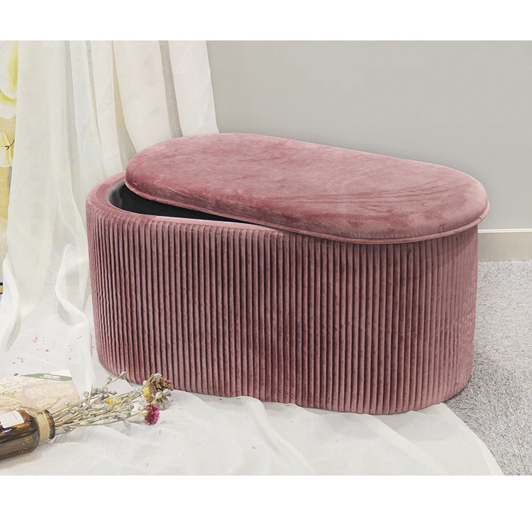 Unique European style tufted velvet ottoman stool set with storage factory price pouffe footstool