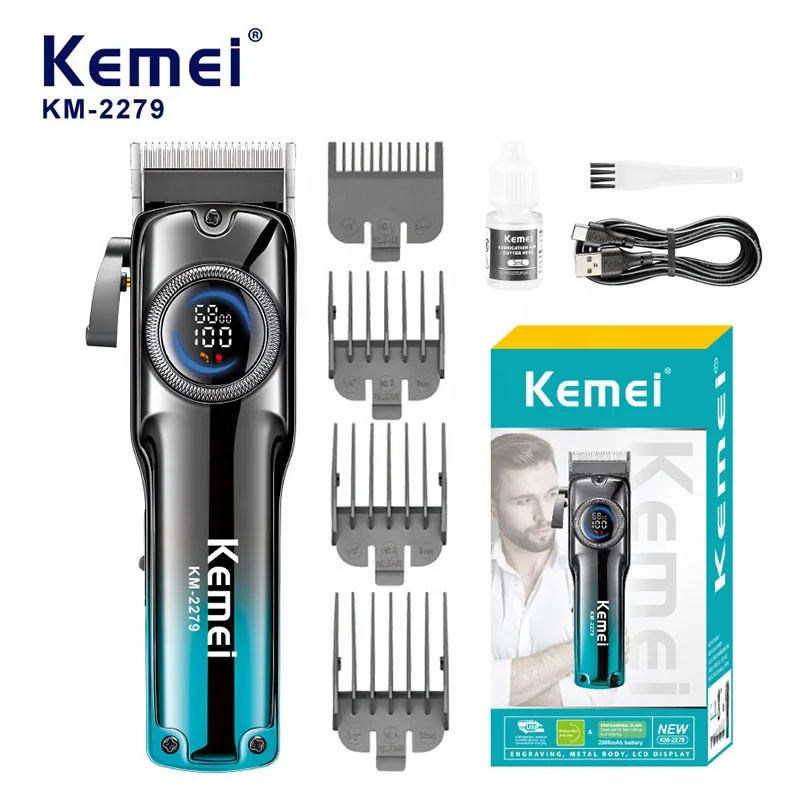 KEMEI KM-2279 Professional electric hair clippers hair salon shaving hair fader LCD digital display wholesaler