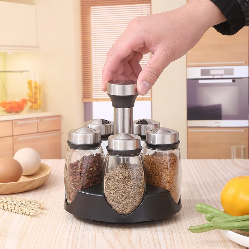 Kitchen Glass Salt Pepper Jars Small Mini Spice Storage Jars Set Accessories Spice Bottle Rack With Lids For Herbs & Spice Tools