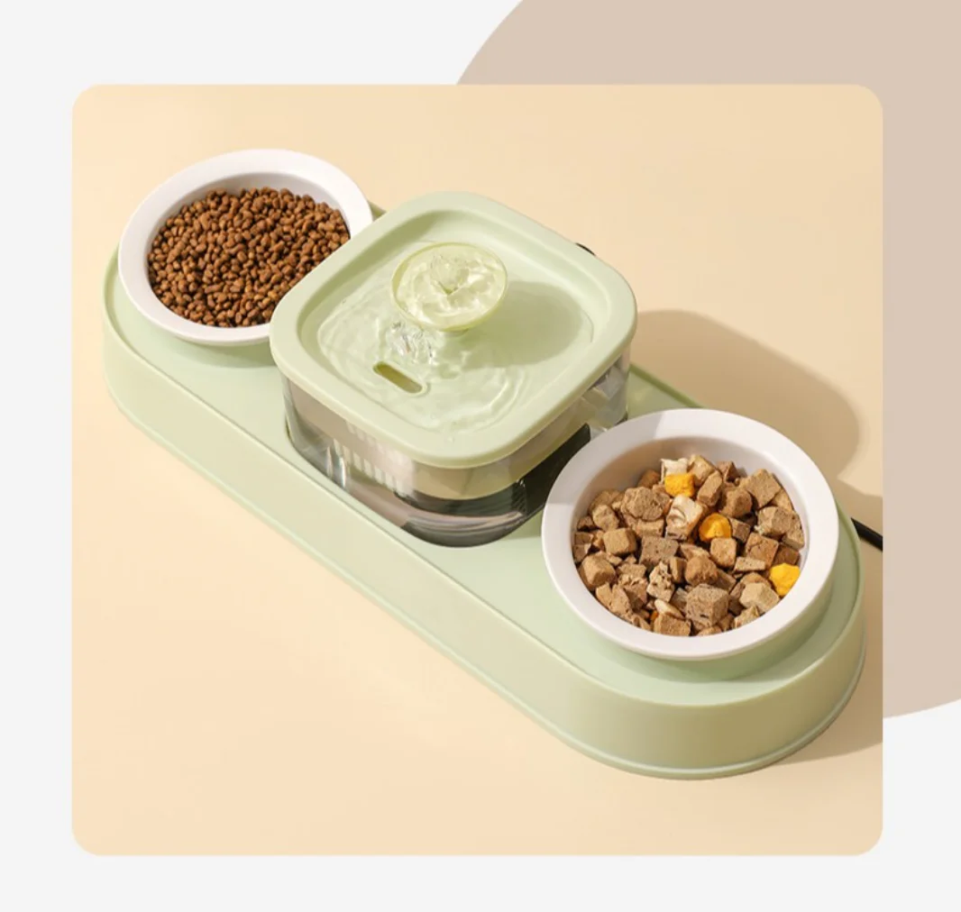 New Design Ceramic Cat Food Bowls and Water Feeder with Automatic Water Dispenser 2-in-1 Cat Dog Feeder And Drinker Bowls