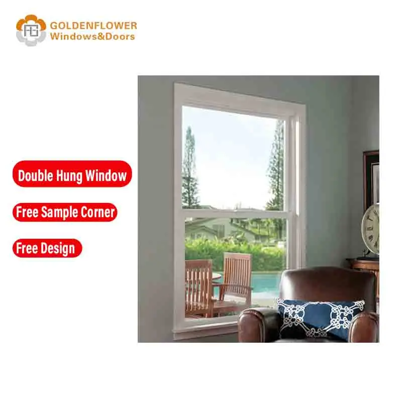 Modern upvc double hung windows with low-e glass pane double hung black vinyl window with screen double-hung windows