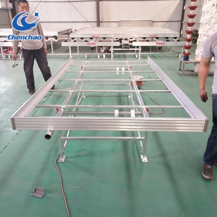 greenhouse single dental plastic seeding bed ebb flow rolling table/ bench with flood plastic tray/seeding
