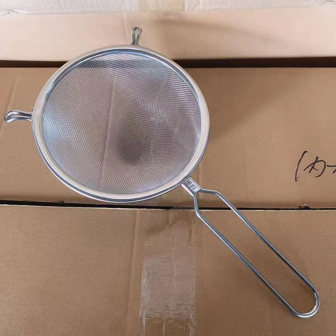 Hot Sale Flour Sifter Filter Screen Oil Skimmer Milk Water Sieve Handle Stainless Steel Wire Fine Mesh Strainer