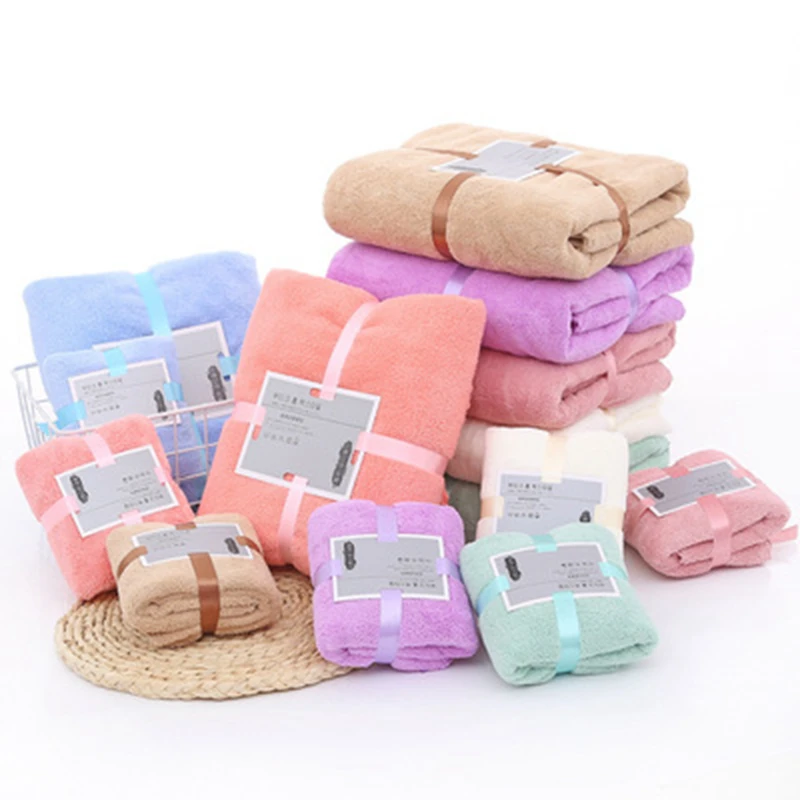 coral velvet towel set hot sale High density coral plush towel gift micro coral fleece bath towel