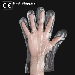 In Stock CE Certificated 100PCS/Bag Transparent Plastic Polyethylene Hand Disposable PE Gloves