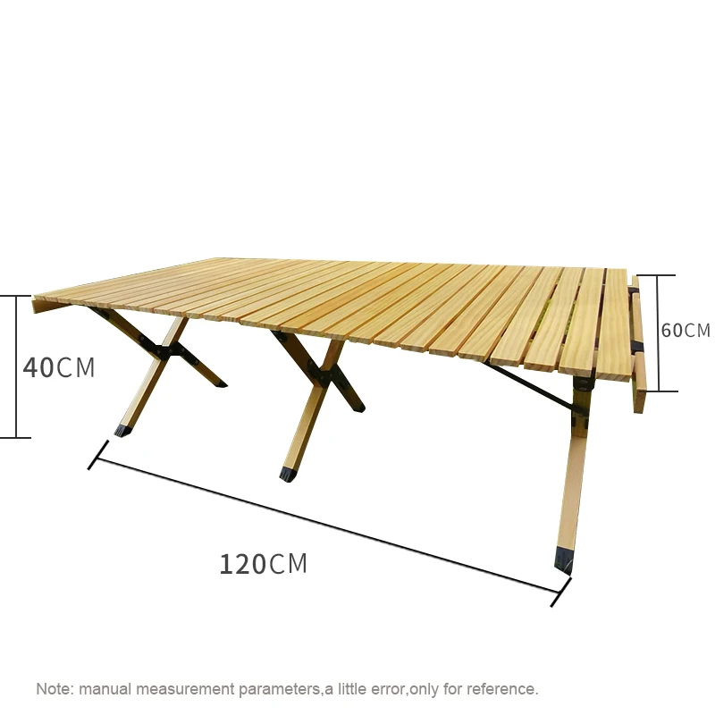 Outdoor Portable Garden Table Folding Camping  Solid Wood Beach Picnic Egg Roll Table