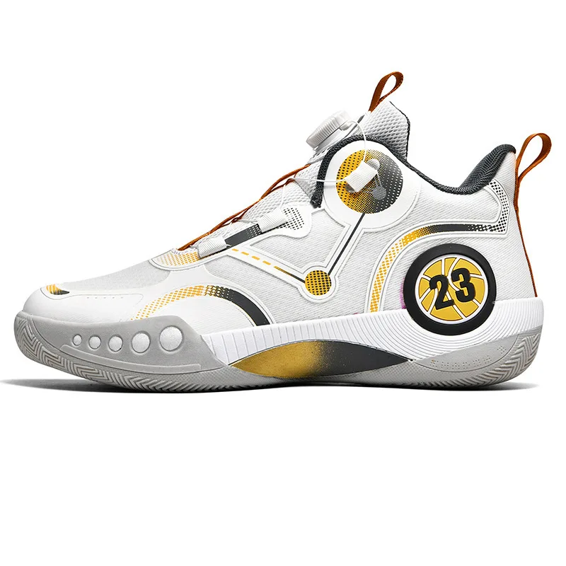 Wholesale hot 23 button sports lace-up high top mesh flying knitting basketball shoes  outdoor mens basketball shoes