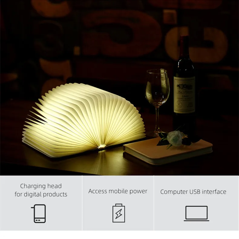 Wholesale 3/5 Colors Foldable Led Book Lamp Cute Night Light USB Rechargeable Book Reading Light Book Lights