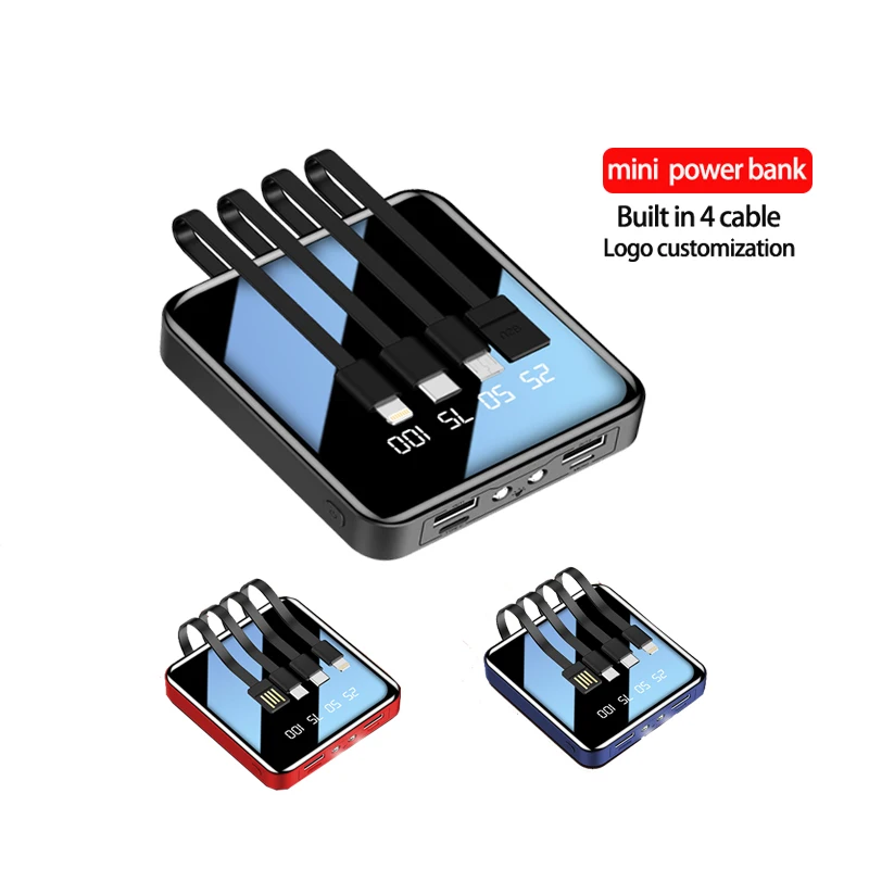 Новое поступление 2021, компактный мобильный внешний аккумулятор на 20000 мАч, внешний аккумулятор, зеркальный внешний аккумулятор с кабелем Android Type C для iphone