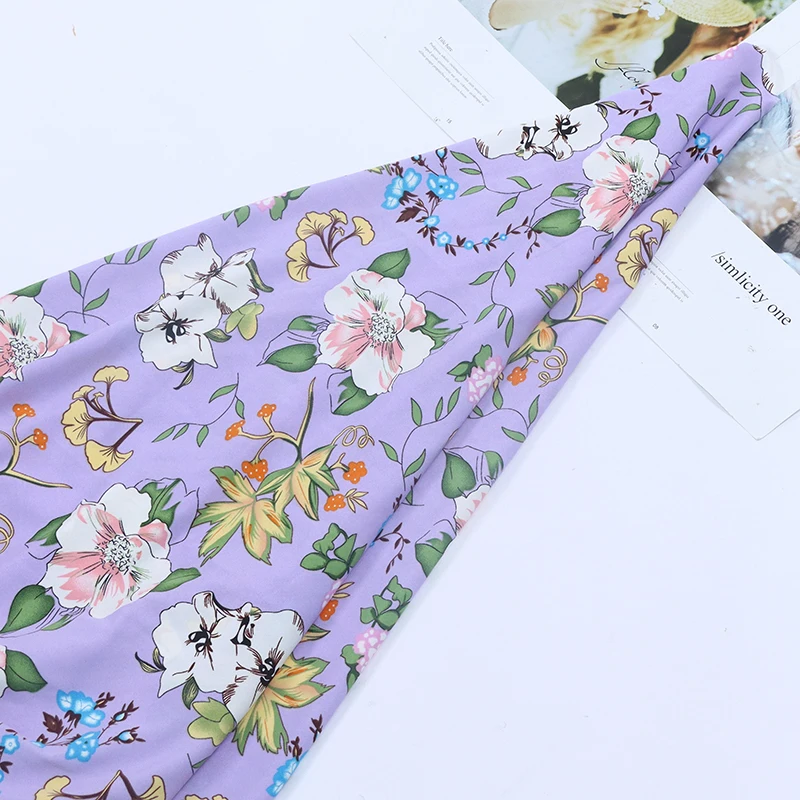 New ginkgo printed shirt fabric wholesale beach pants fabric large flower pattern clothing fabric