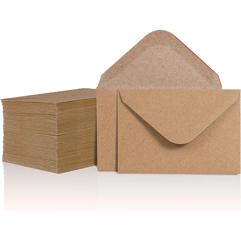 Gift Card Envelopes Mini Brown Business Card Packaging Kraft Paper Envelope with Customized Size and Logo