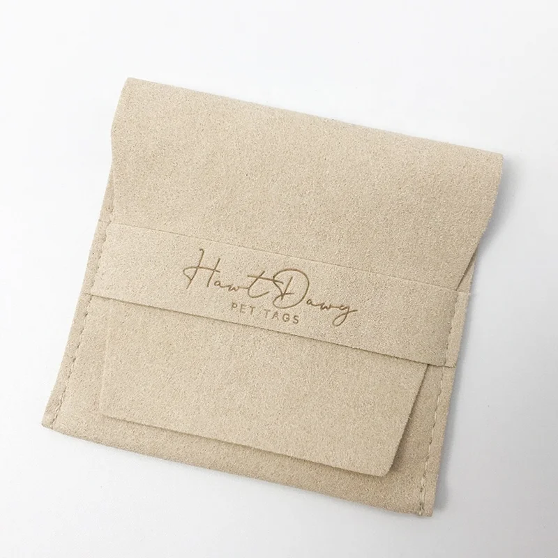 Wholesale Custom Logo Microfiber Envelope Jewelry Bag Embossed Logo Jewelry Bag Ring Earrings Bracelet Jewelry Cover Bag