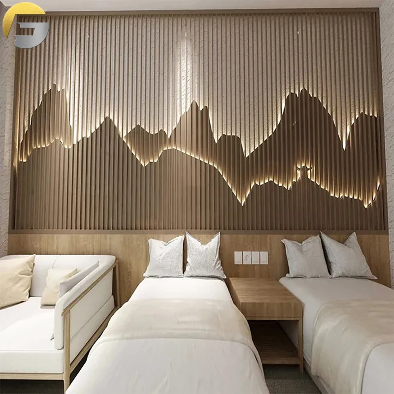 E WL892 Customized Hotel Exterior And Interior Cross Categories Consolidation Design SS Metal For Wall Background Screen Panels