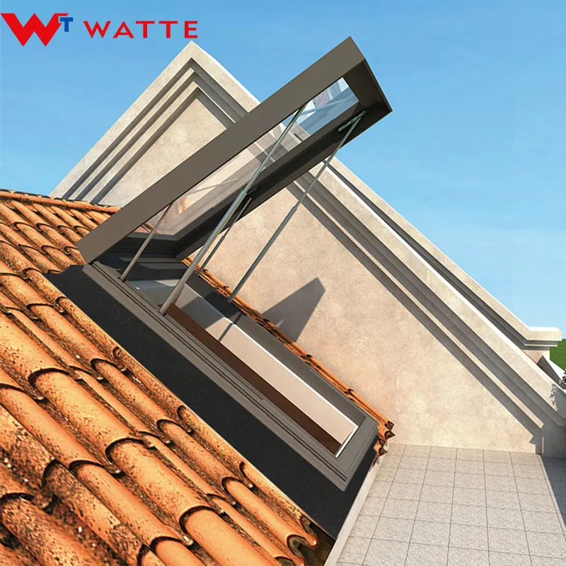 Интеллектуальный Электрический открывающийся дымоходный фонарь на крыше с моторизованным стеклом оконный беспроводным датчиком дождя солнечной батарее
