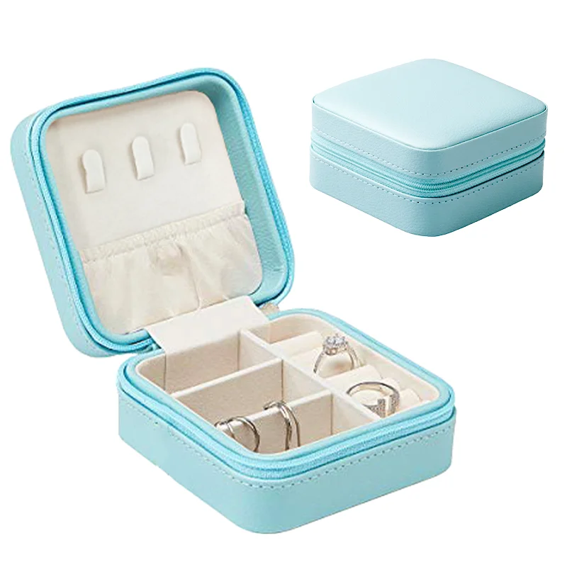 small unique mirror ring earring necklace jewelry boxes organizer travel pu leather gift box for jewelry