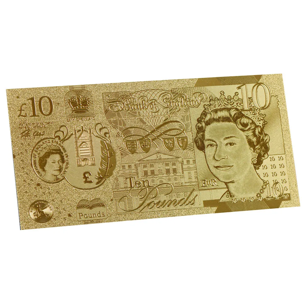 2021 Hot Sale Custom Collection Gift Gold Plated 10 Pound Pure Gold Euro Banknote