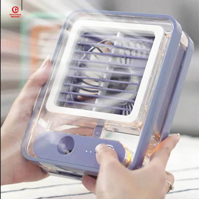 Air Water Cooler Desktop Three-speed Desktop Fan Air Cooler Fan Transparent Lighting Spray Moisturizing Air Water Cooler Fan
