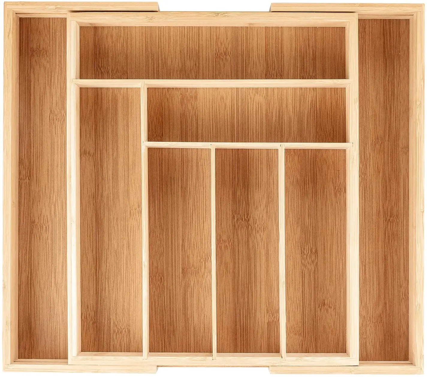 Бамбуковый выдвижной ящик-органайзер, поднос для столовых приборов, регулируемый ящик для посуды, органайзер, деревянный ящик для хранения